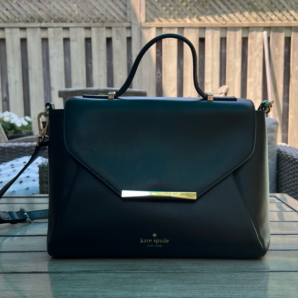 Kate Spade "Camden Way Palermo" Black Leather Satchel/Crossbody Bag